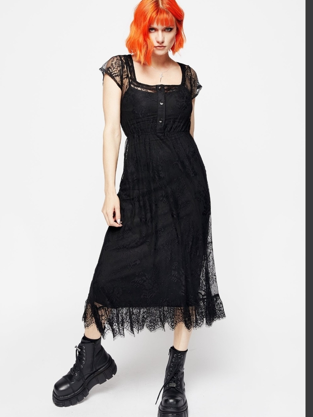 Disturbia Black Lace Midi Dress